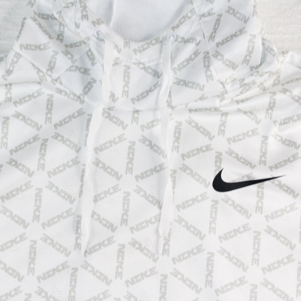 Nike Therma Fit 3XL All Over Print White Gray Hoodie Nike Spell Out Streetwear - Picture 7 of 16